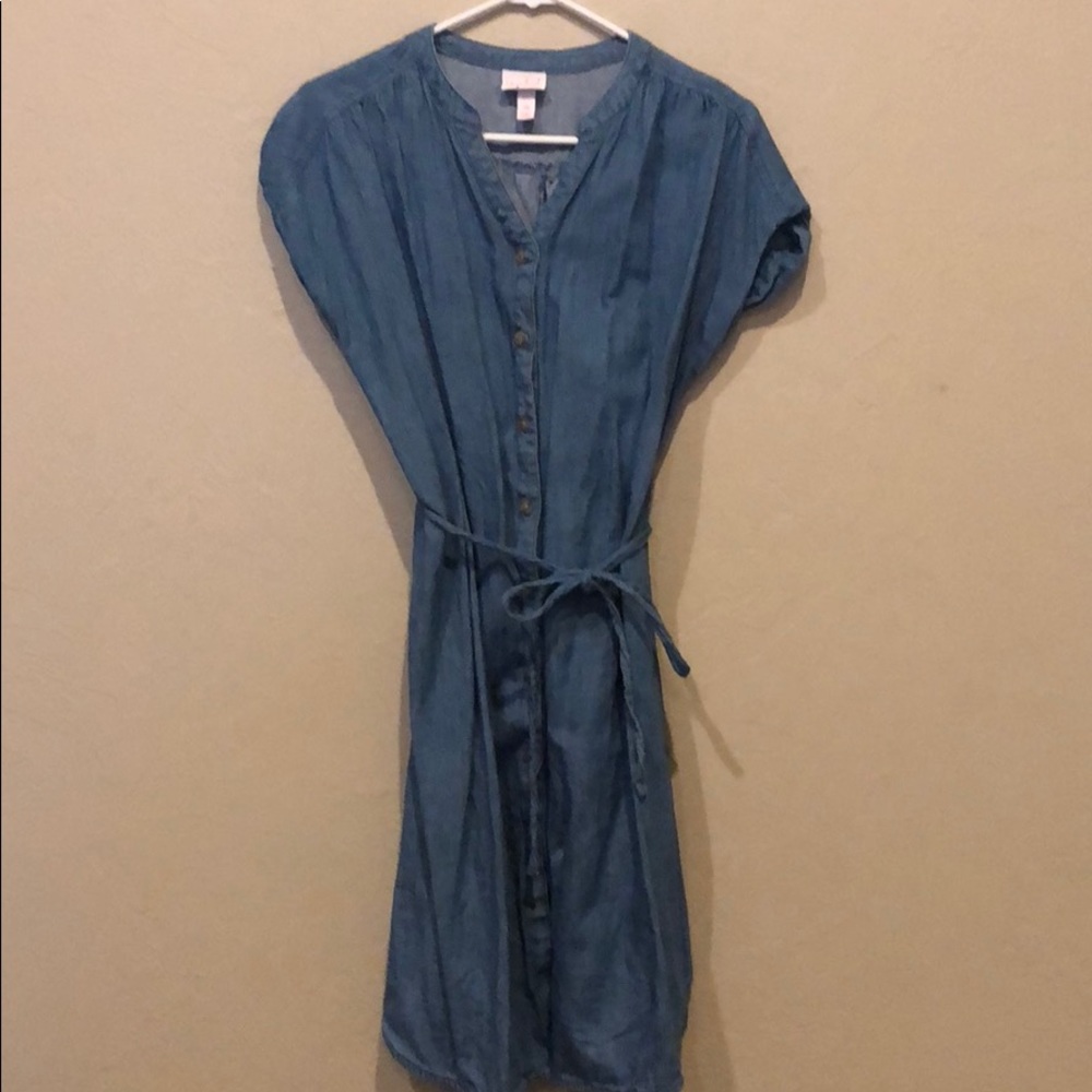 Jean button down maternity dress